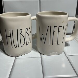 Rae Dunn Hubby Wifey Coffee Mug Set